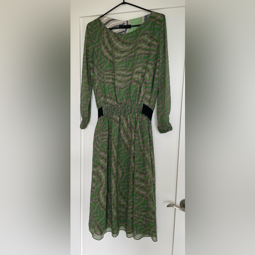 Alessandro Dell’Aqua Green Multicolour Pattern Printed Midi Dress